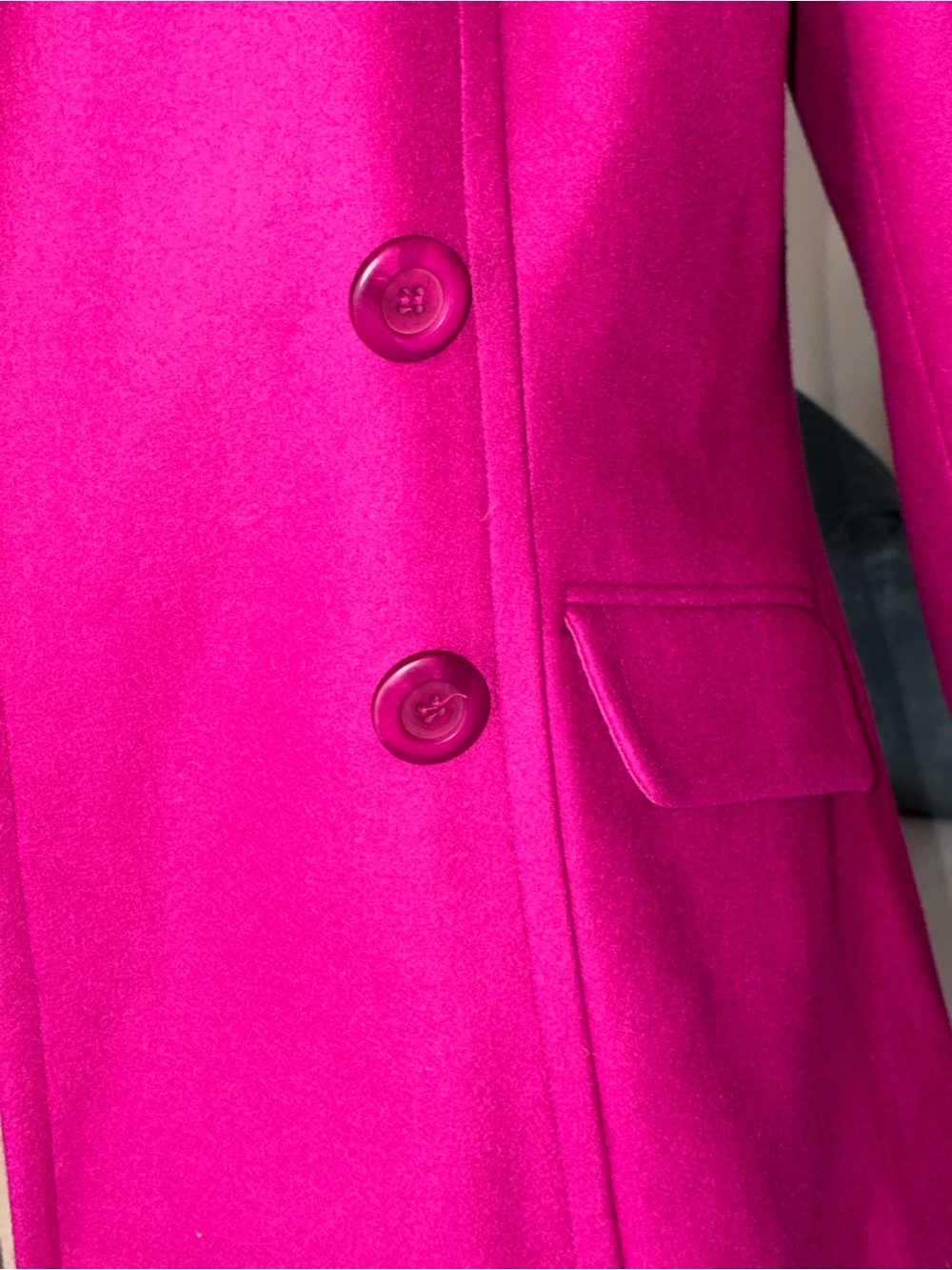 Moda International Magenta  Double-Breasted Pea Coat - Picture 5 of 9